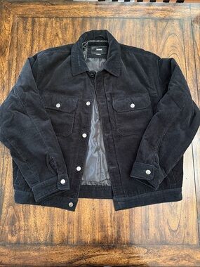 Pull&Bear Insulated Black Corduroy Jacket